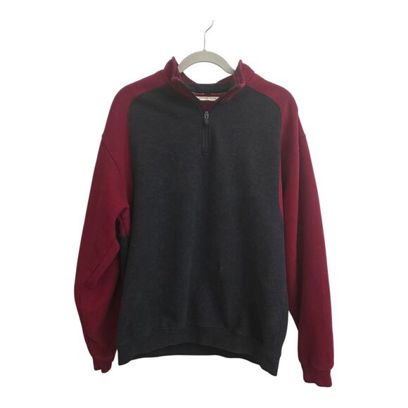 Mens Cutter & Buck Med 1/4 Zip Soft Red Gray Pullover Sweatshirt Outdoor Wear - Picture 1 of 7